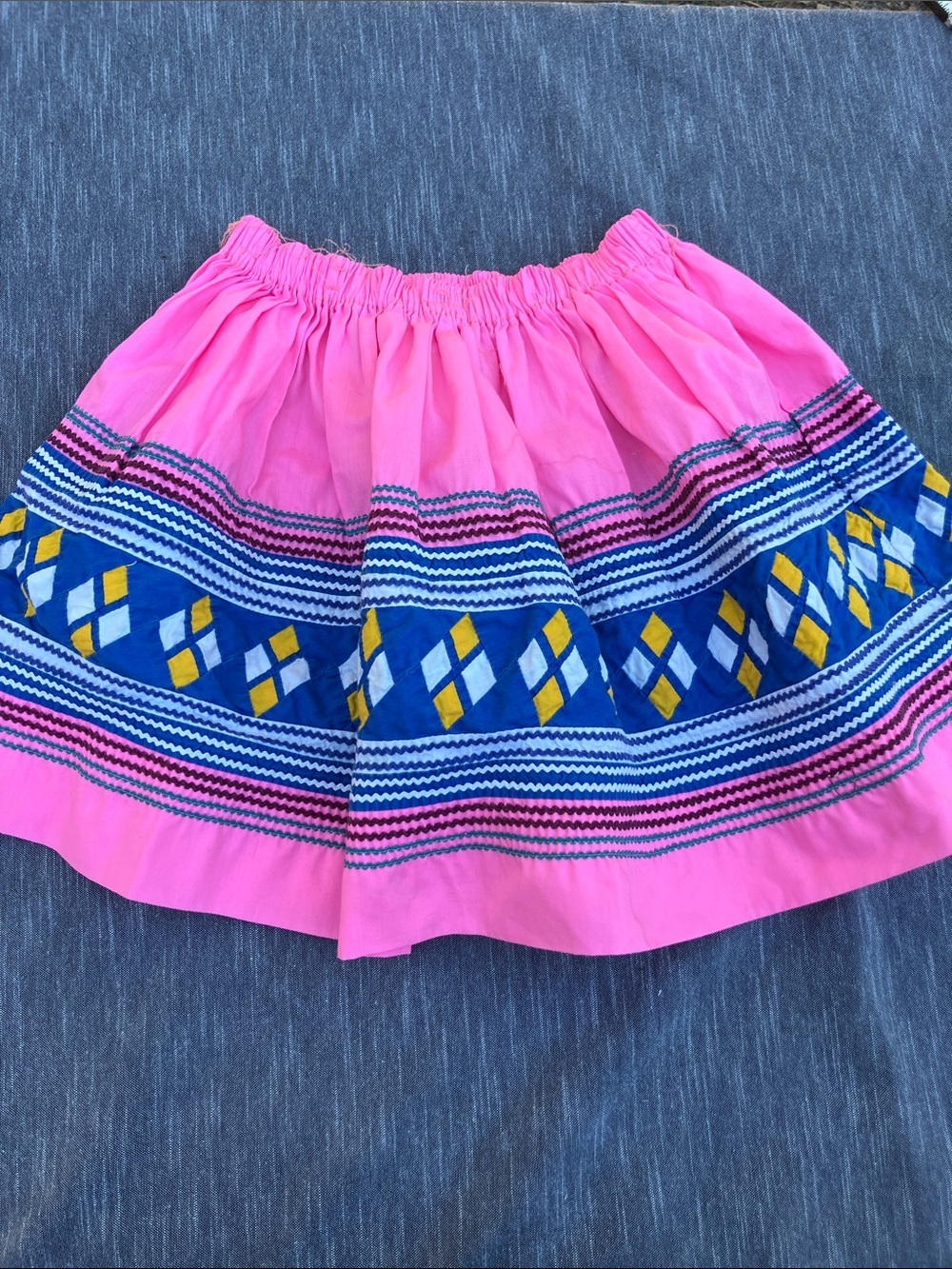 Pieced quilt mini circle skirt handmade vintage with brick a brac